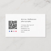Photographe couleur QR Code Carte de visite (Dos)