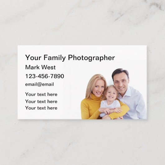 Photographe de famille Carte de visite simple (Devant)