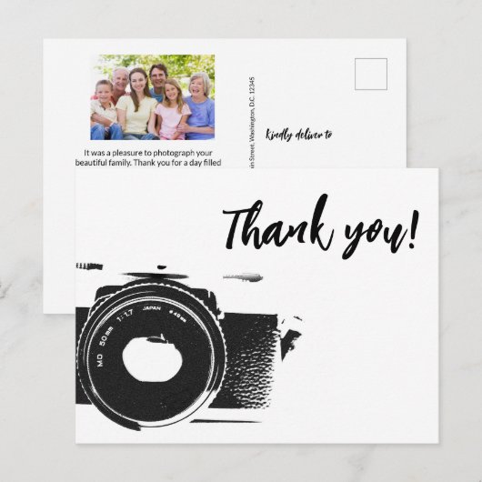 Photographe de Famille Carte Postale Photo sans lo (Devant / Derrière)