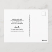 Photographe de mariage personnalisé Carte postale  (Dos)