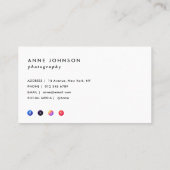 Photographe de texte moderne Carte de visite (Dos)