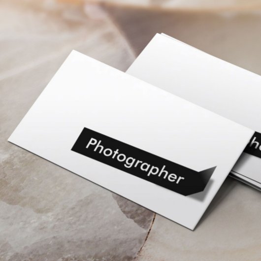 Photographe Étiquette noir moderne Carte de visite