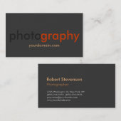 Photographe gris foncé Orange Artiste Carte de vis (Devant / Derrière)