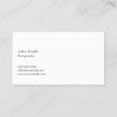 Photographe Minimaliste 18% Gris Carte Photographi (Dos)
