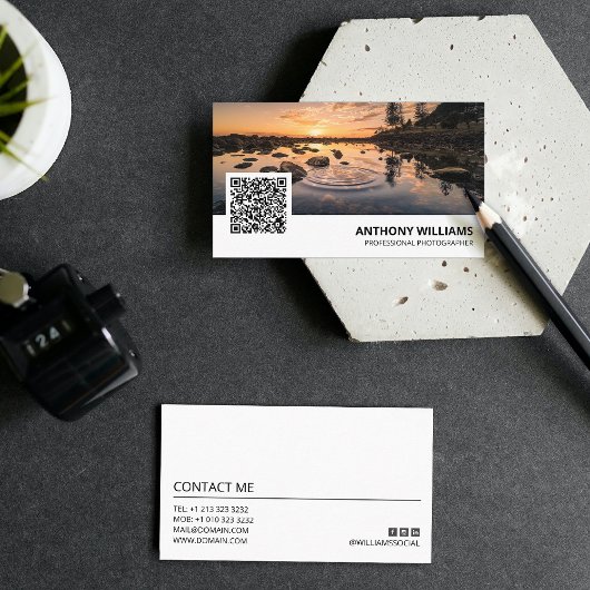 Photographe moderne de code QR Carte de visite