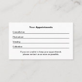 Photographe noir blanc Carte de rendez-vous (Dos)