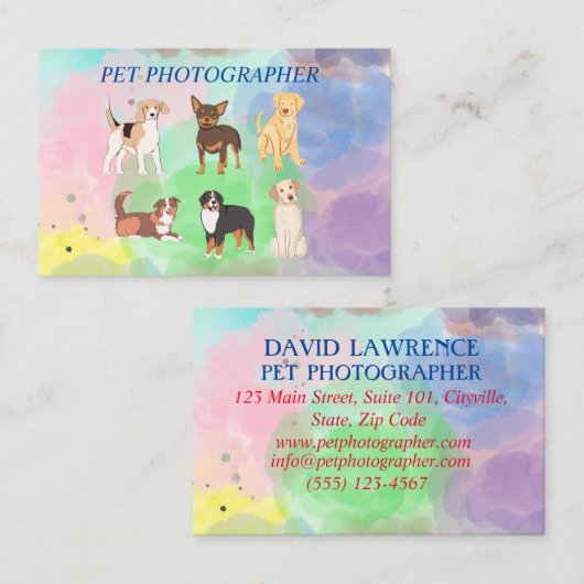Photographe pour animaux de compagnie - Carte de v (Devant / Derrière)