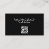 Photographe professionnel noir Carte de visite (Dos)