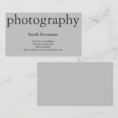 Photographe simple moderne Carte de visite gris (Devant / Derrière)