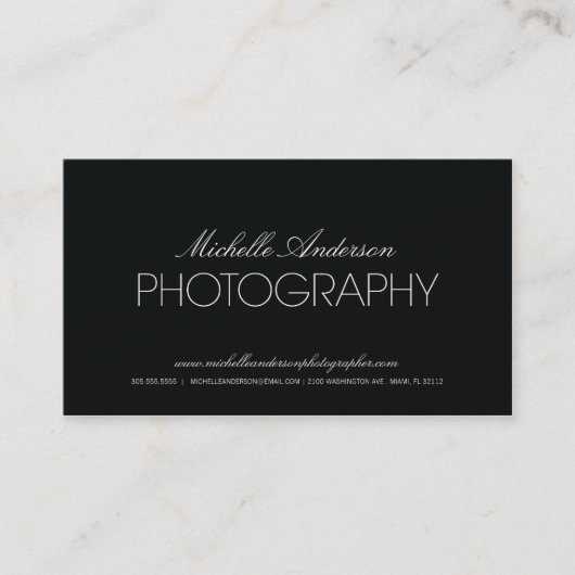 PHOTOGRAPHE SLEEK | CARTE DE VISITE PHOTOGRAPHIQUE (Devant)