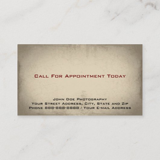 Photographe Studio Carte de visite (Dos)