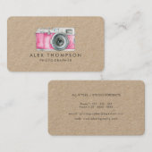 Photographe Vintage rose Cartes de visite (Devant / Derrière)