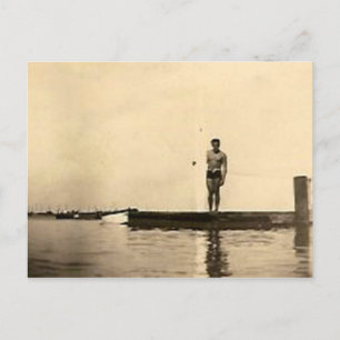 Photographie ancienne de la carte postale du surfe