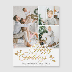 Photographie de Noël 3 Carte magnétique de voeux d