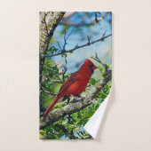Photographie d'oiseau sauvage du cardinal rouge (Serviette à main)