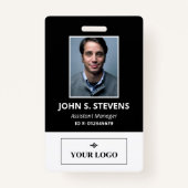 Photographie et logo noir blanc Badge d'identifica (Devant)