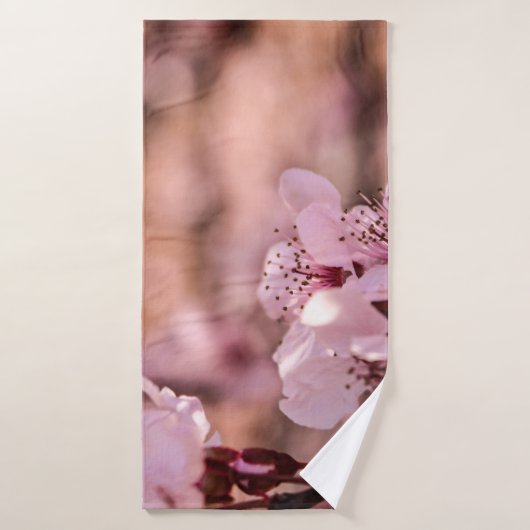 PHOTOGRAPHIE MACRO DE BLOOMOMES CHERRY ROSE BLOSOM (Serviette de bain)