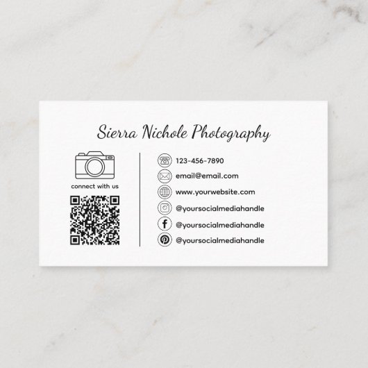 Photographie moderne QR Code Carte de visite (Dos)
