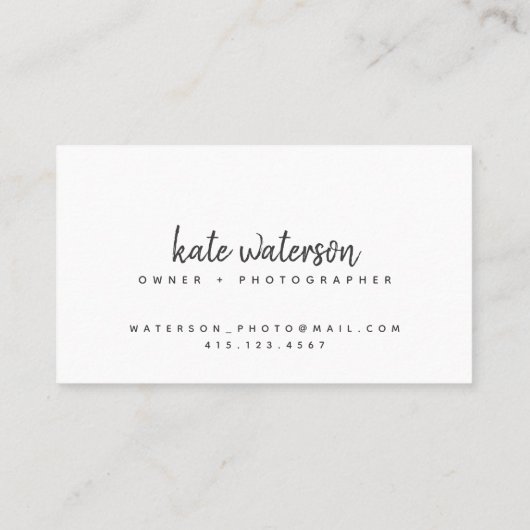 Photographie moderne Script blanc | CARTE DE VISIT (Dos)
