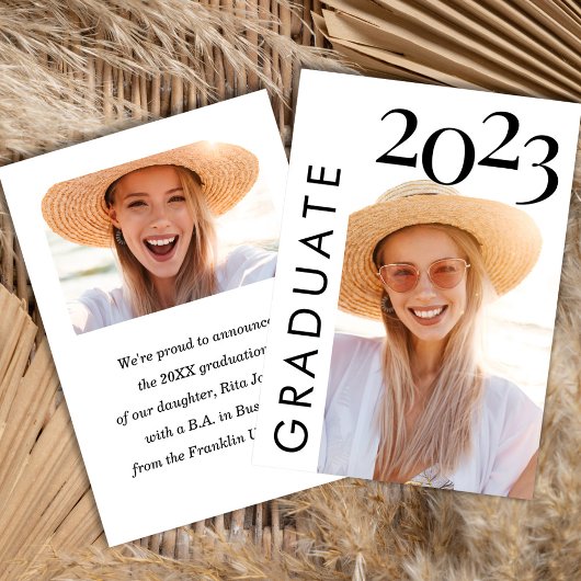 Photographie noir blanc moderne Faire-part diplômé