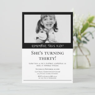 Photographie noir et blanc Retro Invitation Annive