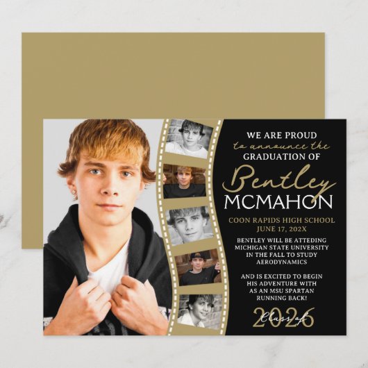 Photographie noir et bronze Faire-part Grad (Devant / Derrière)