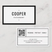 Photographie noir noir chic Carte de visite de cod (Devant / Derrière)