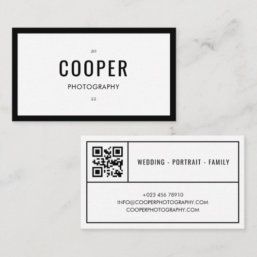 Photographie noir noir chic Carte de visite de cod (Devant / Derrière)