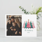 PhotoPink Forest Christmas Feestdagenkaart (Staand voorkant)