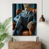 Photorealistic Bossy Leopard Digital Art Poster