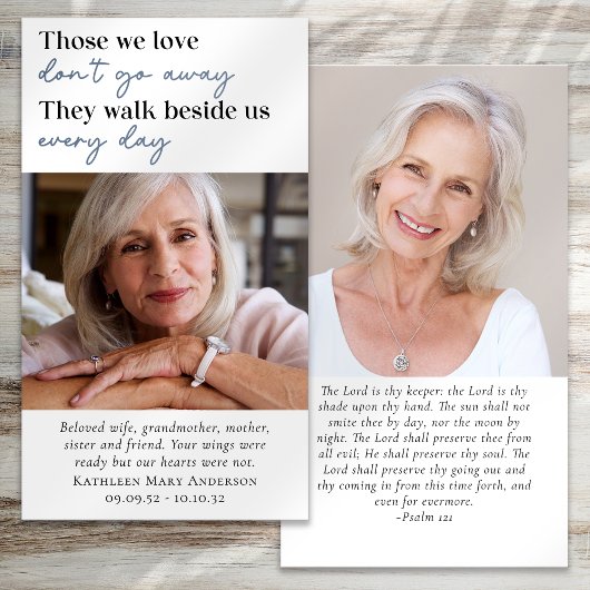 Photos Carte de prière funéraire Memorial