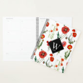 Photos d'Aquarelle Rouge Floral Monogramme (Devant avec enveloppe)