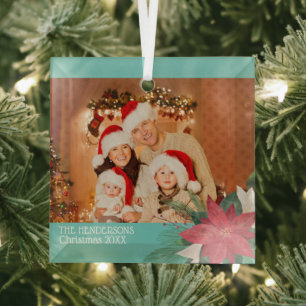 Photos de famille Ornement de Noël Poinsettia