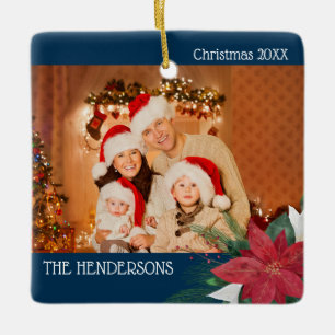 Photos de famille Ornement de Noël Poinsettia