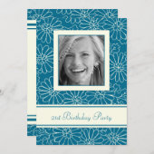 Photos de la Flore Bleue Invitations à la fête d'a (Devant / Derrière)