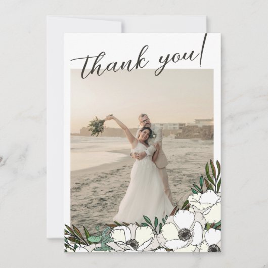 Photos de Mariage Anemones Blanches Merci Note (Devant)