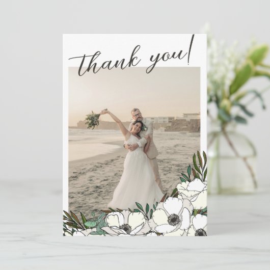 Photos de Mariage Anemones Blanches Merci Note (Debout devant)