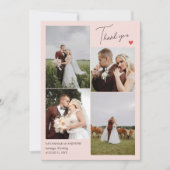 Photos de Mariage de Coeur rose vif Merci Note (Devant)