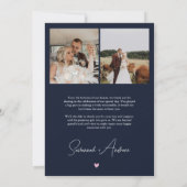 Photos de Mariage de Navy Pink Heart Merci Note (Dos)