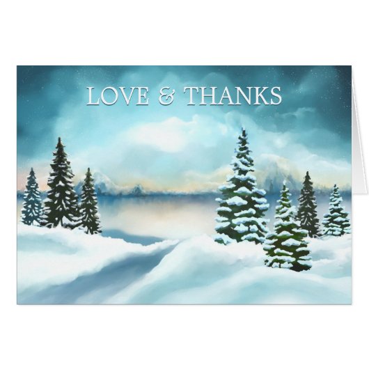 Photos de mariage d'hiver Merci Carte de note (Devant Horizontal)