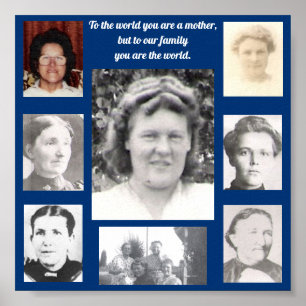 Photos de Mères Citation Collage Cadre bleu Poster