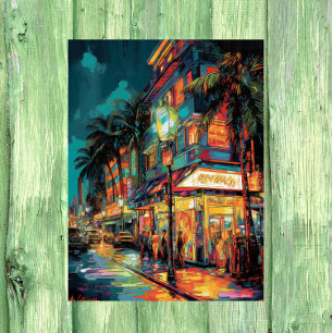 Photos de Miami Nightscape : Foil Poster Imprimer