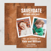 Photos d'enfance Bois Vintage Save the Date (Devant / Derrière)