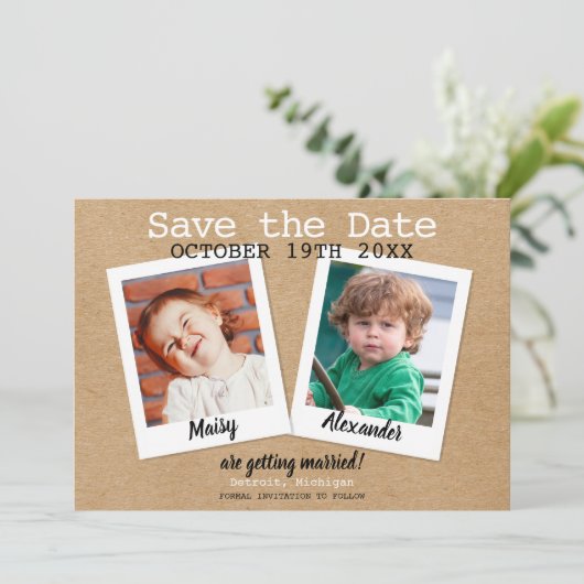 Photos d'enfance rustiques Save The Date (Debout devant)