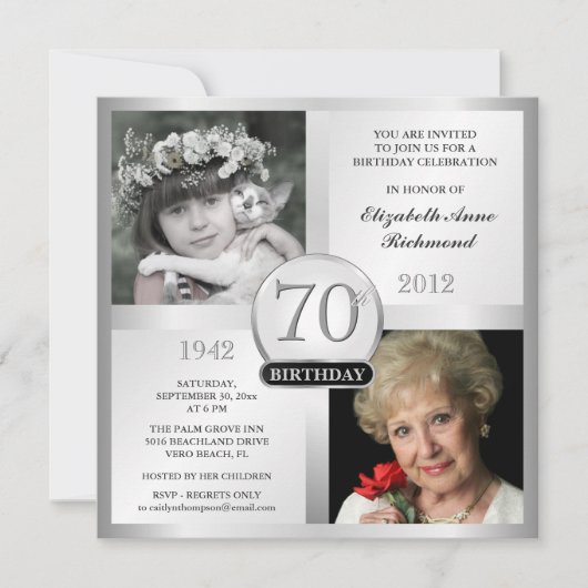 Photos des invitations à l'anniversaire du 70e ann (Devant)