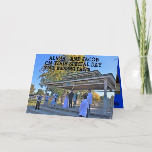 PHOTOS DU JOUR DU MARIAGE CARTE DE voeux (Devant)