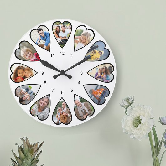 Photos en forme de coeur Blanc rond grande horloge