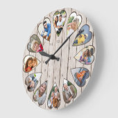Photos en forme de coeur Bois clair Grande horloge (Angle)