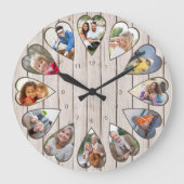Photos en forme de coeur Bois clair Grande horloge (Recto)