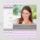 Photos gris mauve 18e anniversaire Invitations (Devant / Derrière)